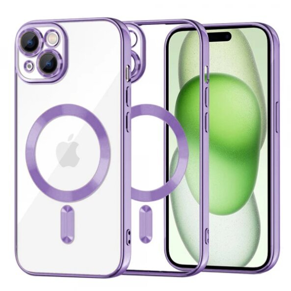 Husa MagSafe pentru Apple iPhone 15 Plus, Techsuit, Luxury Crystal, Mov Deschis