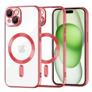 Husa MagSafe pentru Apple iPhone 15 Plus, Techsuit, Luxury Crystal, Rosie