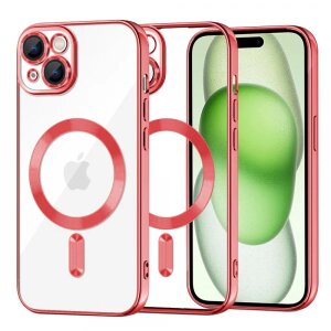 Husa MagSafe pentru Apple iPhone 15 Plus, Techsuit, Luxury Crystal, Rosie