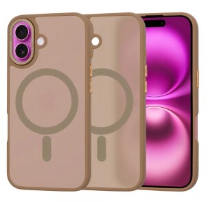 Husa MagSafe pentru Apple iPhone 16 Plus, Techsuit, HaloFrost, Maro