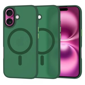 Husa MagSafe pentru Apple iPhone 16 Plus, Techsuit, HaloFrost, Verde