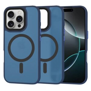 Husa MagSafe pentru Apple iPhone 16 Pro, Techsuit, HaloFrost, Bleumarin
