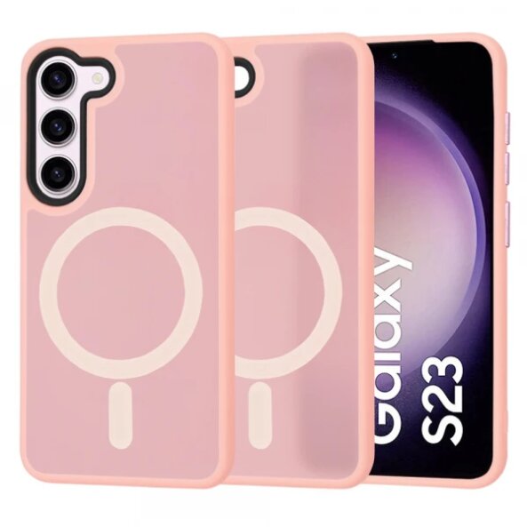 Husa MagSafe pentru Samsung Galaxy S23 S911, Techsuit, HaloFrost, Roz