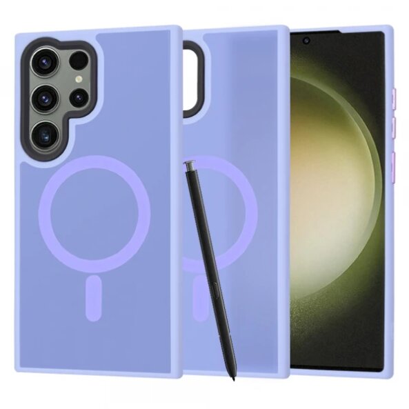 Husa MagSafe pentru Samsung Galaxy S23 Ultra S918, Techsuit, HaloFrost, Mov Deschis