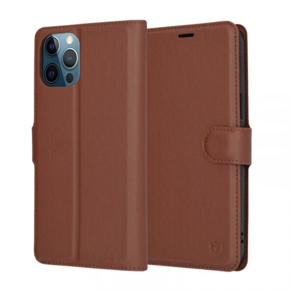 Husa pentru Apple iPhone 12 Pro Max, Techsuit, Leather Folio, Maro