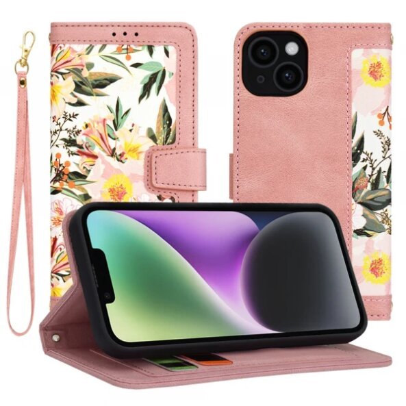 Husa pentru Apple iPhone 14, Techsuit, FlipCraft, Roz