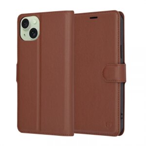Husa pentru Apple iPhone 15 Plus, Techsuit, Leather Folio, Maro