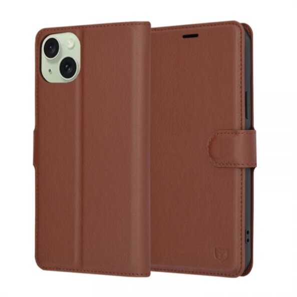 Husa pentru Apple iPhone 15 Plus, Techsuit, Leather Folio, Maro