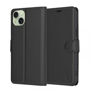 Husa pentru Apple iPhone 15 Plus, Techsuit, Leather Folio, Neagra
