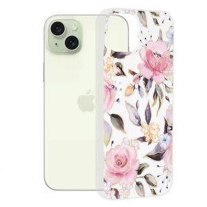 Husa pentru Apple iPhone 15 Plus, Techsuit, Marble, Alba