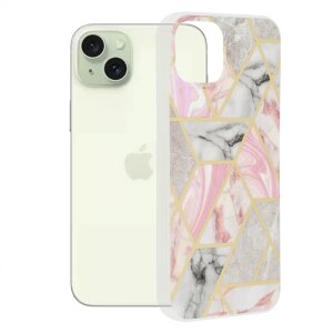 Husa pentru Apple iPhone 15 Plus, Techsuit, Marble, Roz