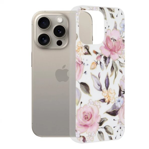 Husa pentru Apple iPhone 15 Pro Max, Techsuit, Marble, Alba