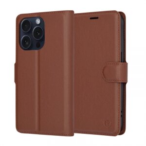 Husa pentru Apple iPhone 15 Pro, Techsuit, Leather Folio, Maro