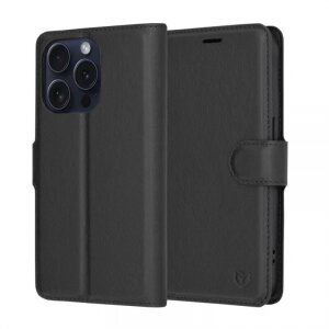 Husa pentru Apple iPhone 15 Pro, Techsuit, Leather Folio, Neagra