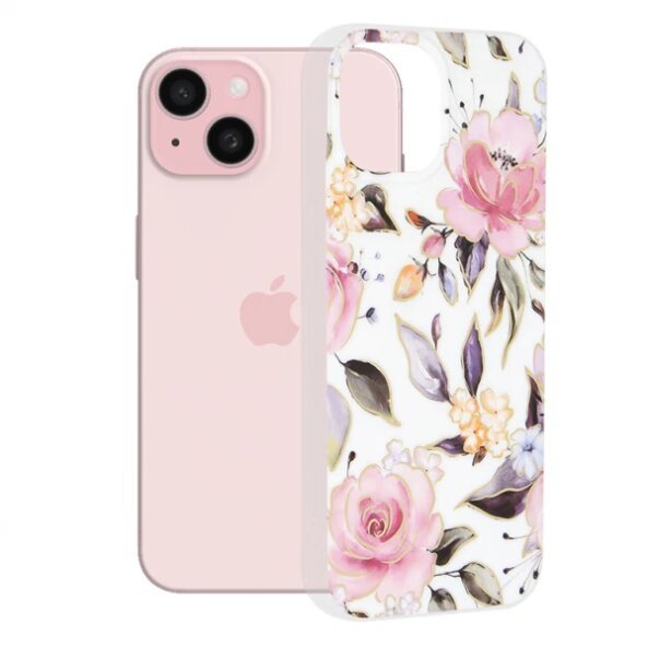 Husa pentru Apple iPhone 15, Techsuit, Marble, Alba