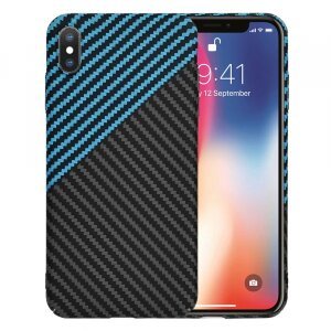 Husa pentru Apple iPhone XS / X, Techsuit, Carbonite FiberShell, Bleu