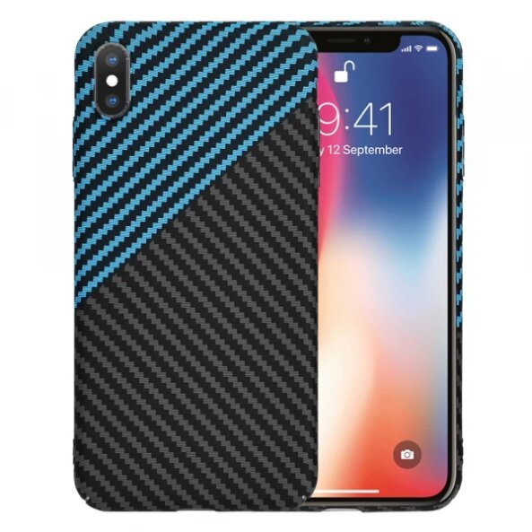 Husa pentru Apple iPhone XS / X, Techsuit, Carbonite FiberShell, Bleu