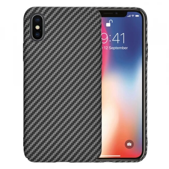 Husa pentru Apple iPhone XS / X, Techsuit, Carbonite FiberShell, Neagra