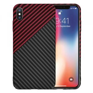 Husa pentru Apple iPhone XS / X, Techsuit, Carbonite FiberShell Vortex, Rosie