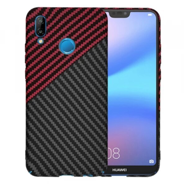 Husa pentru Huawei P20 Lite, Techsuit, Carbonite FiberShell Vortex, Rosie