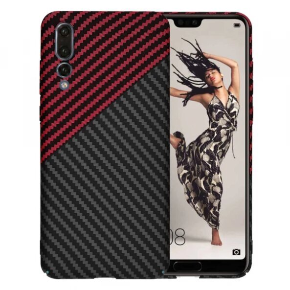 Husa pentru Huawei P20 Pro, Techsuit, Carbonite FiberShell Vortex, Rosie