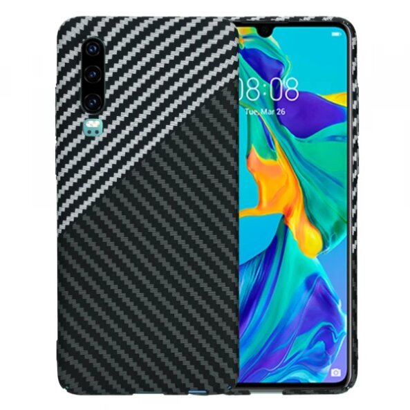 Husa pentru Huawei P30, Techsuit, Carbonite FiberShell, Gri