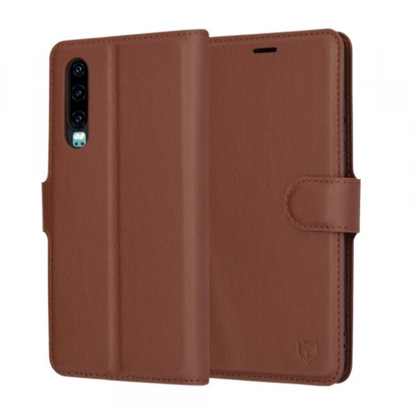 Husa pentru Huawei P30, Techsuit, Leather Folio, Maro