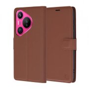 Husa pentru Huawei Pura 70, Techsuit, Leather Folio, Maro