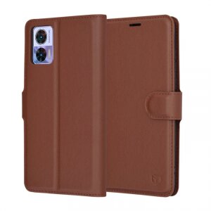 Husa pentru Motorola Edge 30 Neo, Techsuit, Leather Folio, Maro