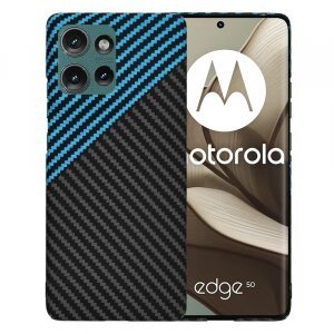 Husa pentru Motorola Edge 50, Techsuit, Carbonite FiberShell, Bleu