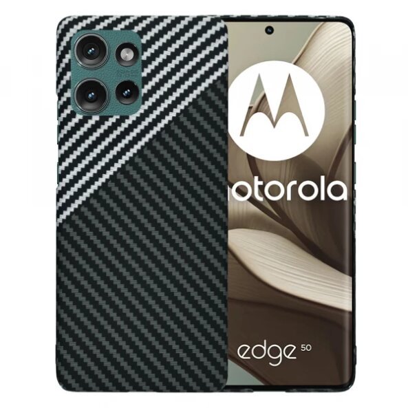 Husa pentru Motorola Edge 50, Techsuit, Carbonite FiberShell, Gri