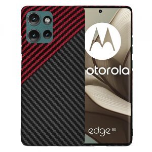 Husa pentru Motorola Edge 50, Techsuit, Carbonite FiberShell Vortex, Rosie