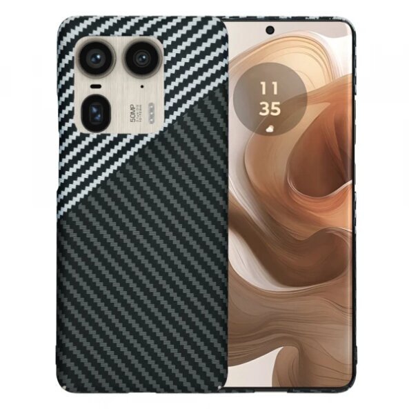 Husa pentru Motorola Edge 50 Ultra, Techsuit, Carbonite FiberShell, Gri