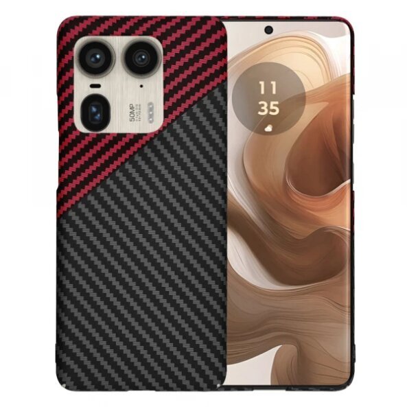 Husa pentru Motorola Edge 50 Ultra, Techsuit, Carbonite FiberShell Vortex, Rosie