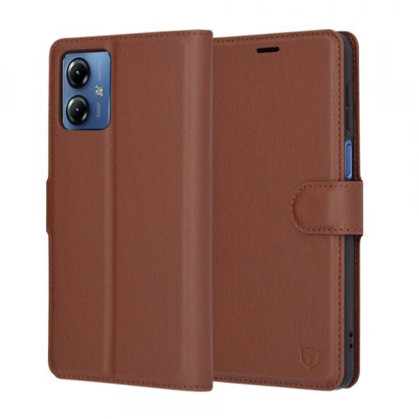 Husa pentru Motorola Moto G14, Techsuit, Leather Folio, Maro