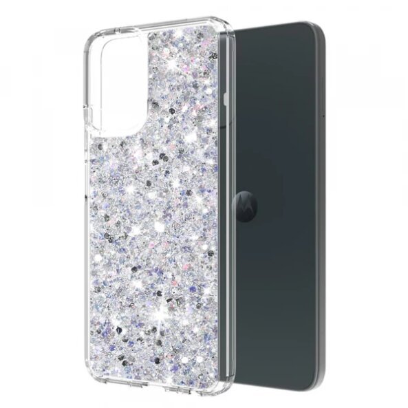 Husa pentru Motorola Moto G45 / G34, Techsuit, Sparkly Glitter, Alba