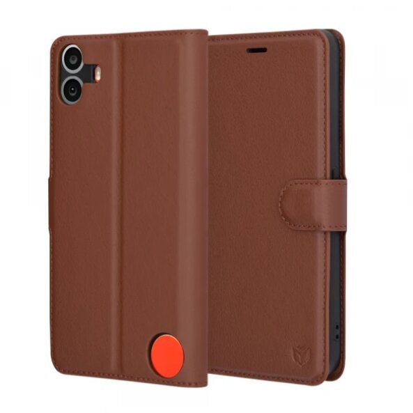 Husa pentru Nothing CMF Phone 1, Techsuit, Leather Folio, Maro