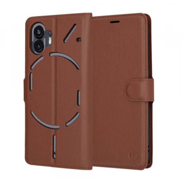 Husa pentru Nothing Phone (2), Techsuit, Leather Folio, Maro