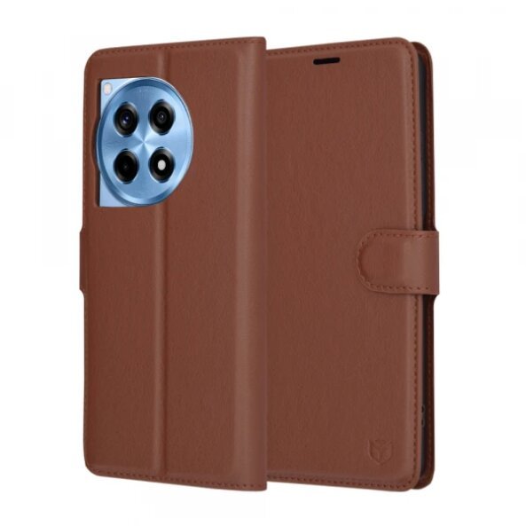Husa pentru OnePlus 12R, Techsuit, Leather Folio, Maro