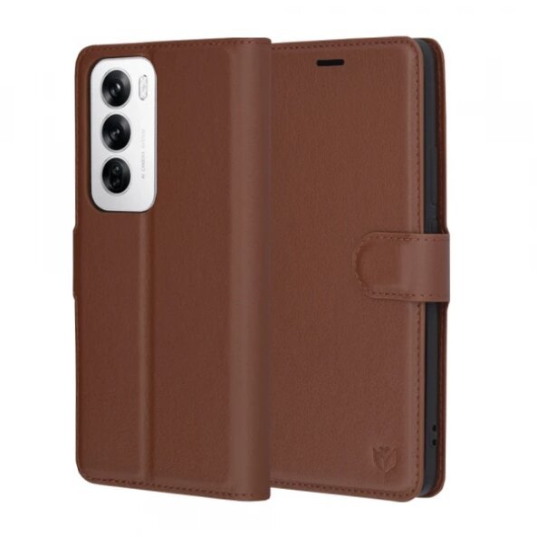 Husa pentru Oppo Reno12, Techsuit, Leather Folio, Maro