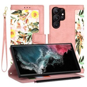 Husa pentru Samsung Galaxy S22 Ultra 5G S908, Techsuit, FlipCraft, Roz