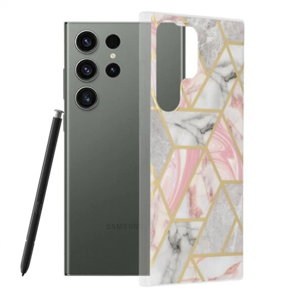 Husa pentru Samsung Galaxy S23 Ultra S918, Techsuit, Marble, Roz