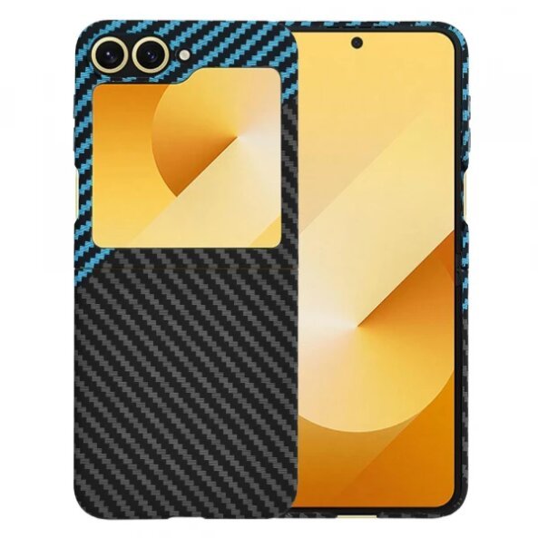 Husa pentru Samsung Galaxy Z Flip6 F741, Techsuit, Carbonite FiberShell, Bleu