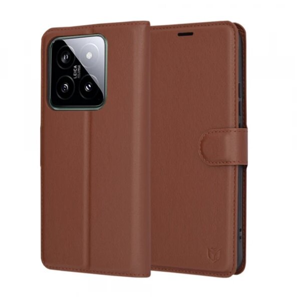 Husa pentru Xiaomi 14, Techsuit, Leather Folio, Maro