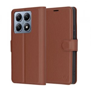 Husa pentru Xiaomi 14T Pro, Techsuit, Leather Folio, Maro