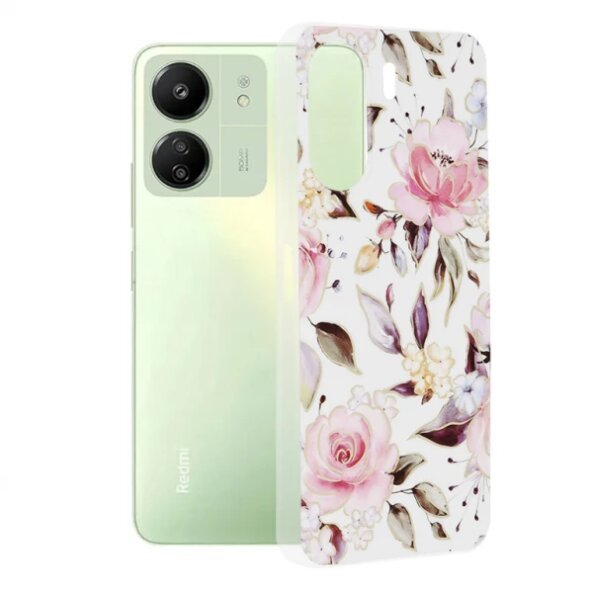 Husa pentru Xiaomi Poco C65 / Redmi 13C, Techsuit, Marble, Alba