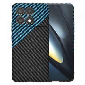 Husa pentru Xiaomi Poco F6 Pro, Techsuit, Carbonite FiberShell, Bleu