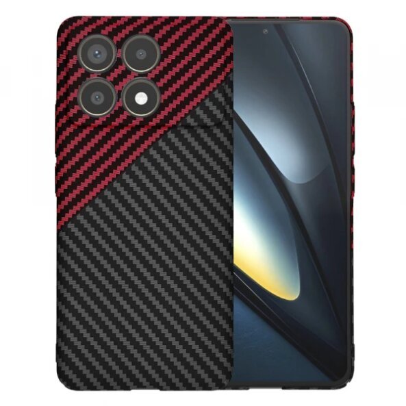 Husa pentru Xiaomi Poco F6 Pro, Techsuit, Carbonite FiberShell Vortex, Rosie