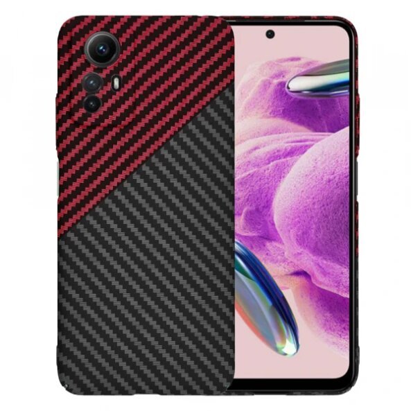 Husa pentru Xiaomi Redmi Note 12S, Techsuit, Carbonite FiberShell Vortex, Rosie