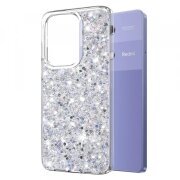 Husa pentru Xiaomi Redmi Note 13 Pro 4G / Poco M6 Pro 4G, Techsuit, Sparkly Glitter, Alba